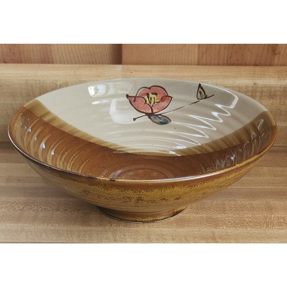 WCL Clay Ironstone Pottery Bowl, hand-decorated with a floral design.